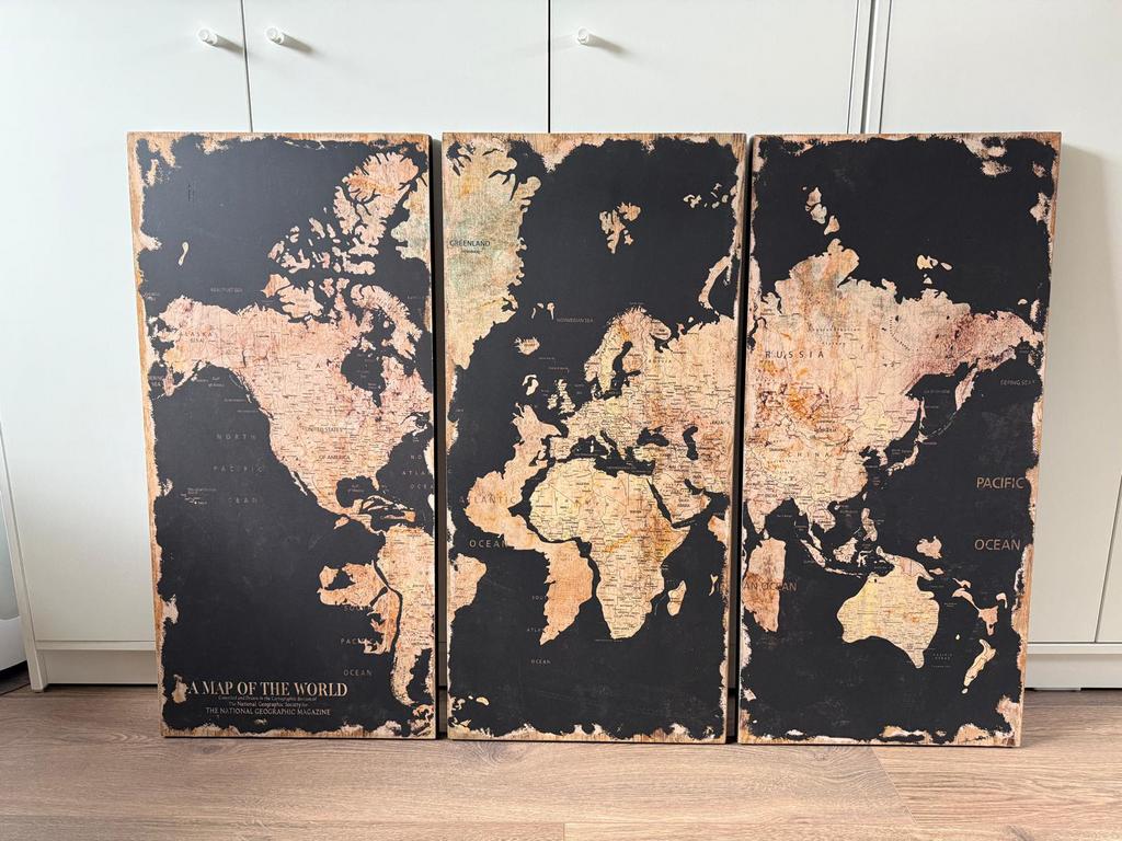 3-delig schilderij wereldkaart, Ophalen