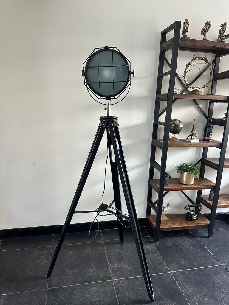 Zwarte Vloerlamp Studio Spotlicht op Statief - Industrieel, Ophalen of Verzenden, Zo goed als nieuw, Metaal, 150 tot 200 cm