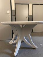 Witte ronde salontafel met siernagels, Huis en Inrichting, Ophalen, Overige materialen, Rond, 50 tot 100 cm