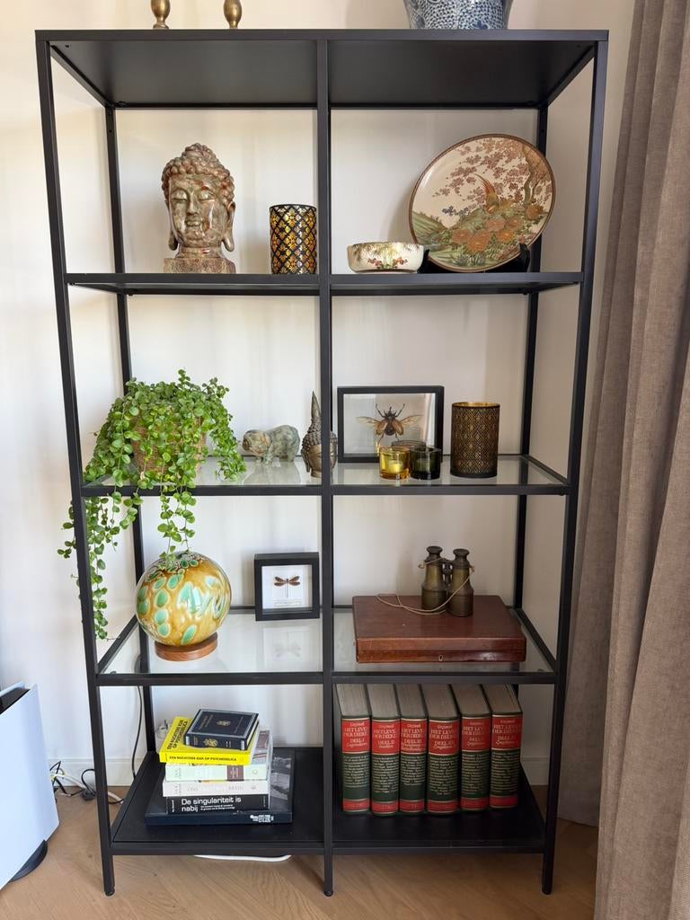 Ikea Vittsjö metalen kast zwart/glas - zonder inhoud, Ophalen, Zo goed als nieuw