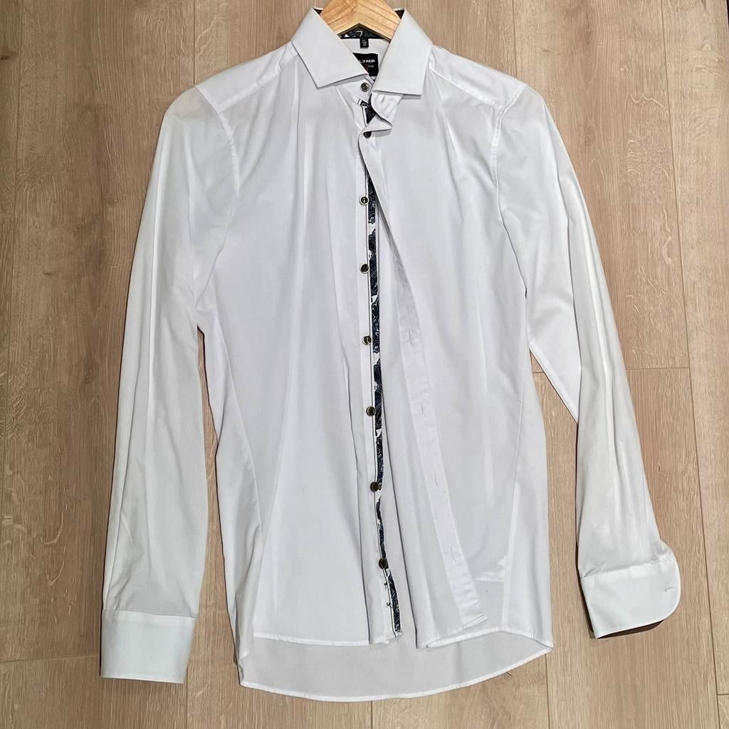Wit overhemd Olymp Level 5, maat 38 (body fit), Kleding | Heren, Overhemden, Ophalen of Verzenden, Zo goed als nieuw, Wit, Halswijdte 38 (S) of kleiner