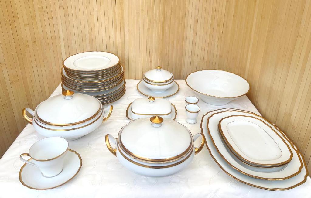 Hutschenreuther madeleine goldrand (Hohenberg) - 33 delen, Antiek en Kunst, Antiek | Servies compleet, Ophalen of Verzenden