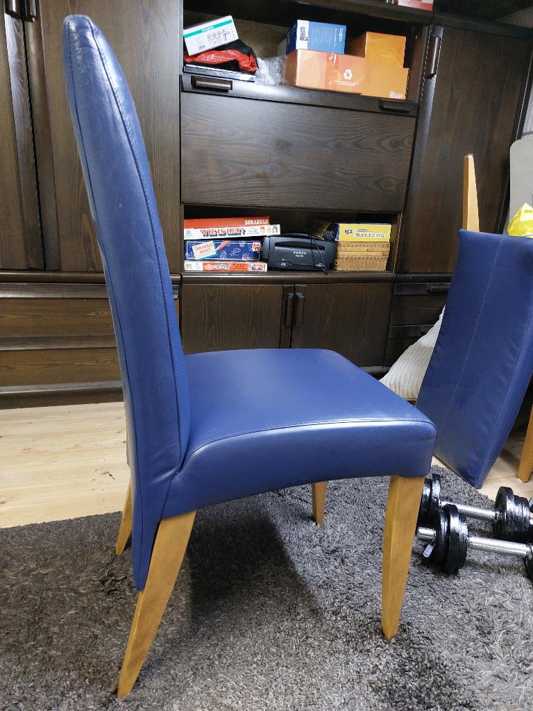 Eetkamer stoelen, Huis en Inrichting, Stoelen, Ophalen, Gebruikt, Blauw, Vier