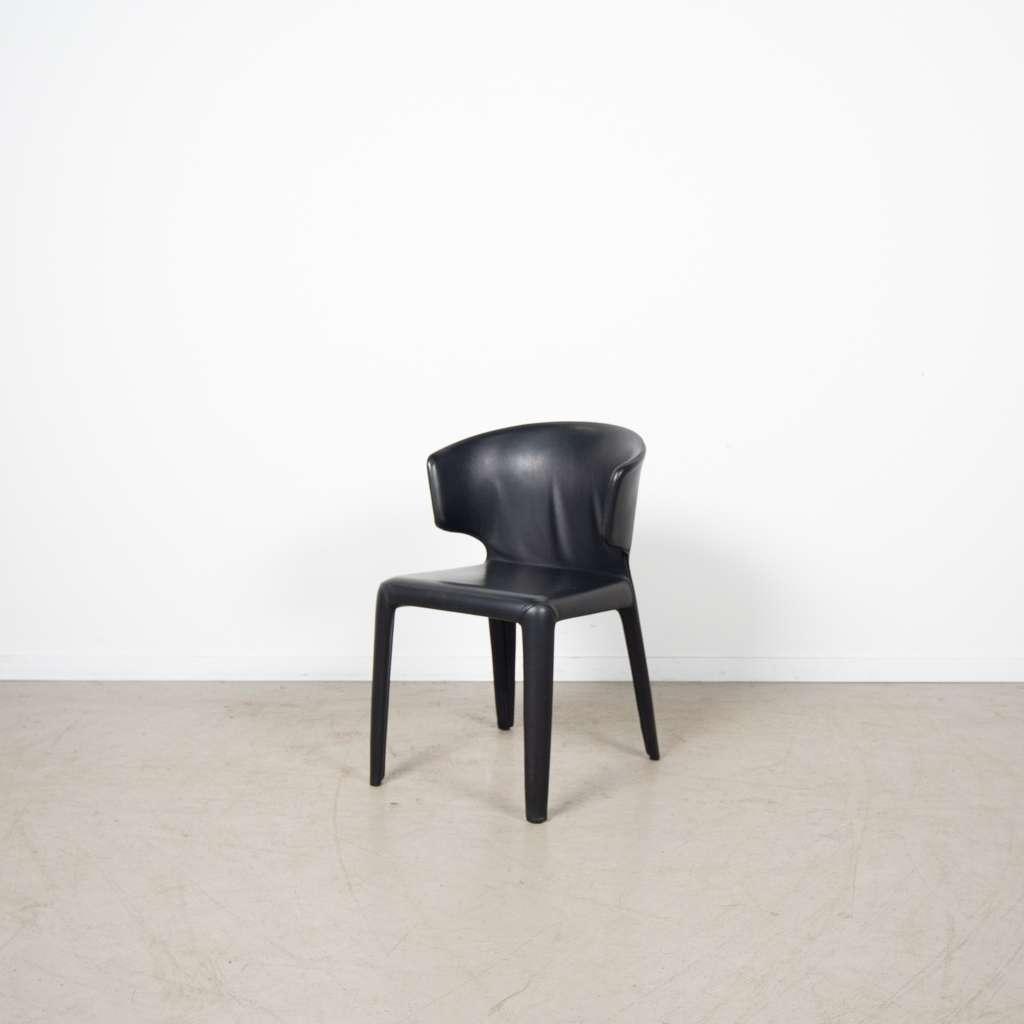 6x Cassina Hola Stoel Zwart Leer, Niet ingevuld, Zwart, Niet ingevuld, Leer