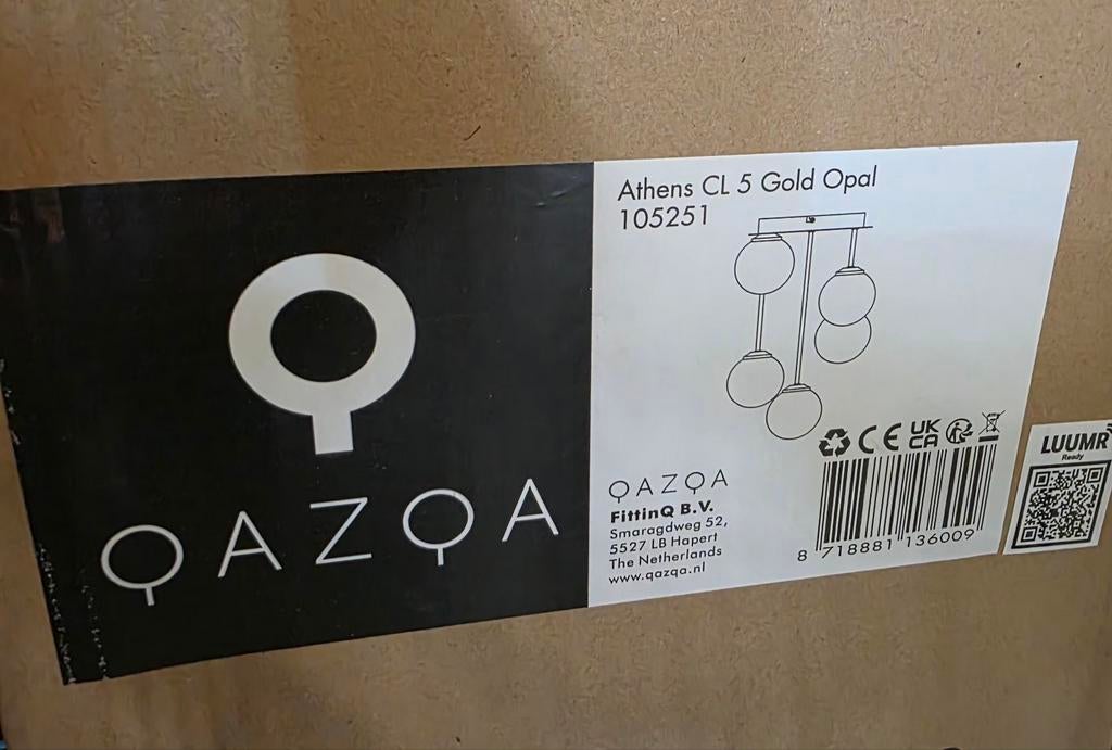 Qazqa plafondlamp goudkleurig nieuw in doos, Huis en Inrichting, Lampen | Plafondlampen, Info@leukespullenkleineprijsjes.nl, Nieuw
