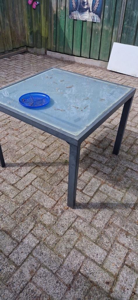 Aluminium tuintafel 100x100 cm, Ophalen, Gebruikt, Vierkant, Aluminium