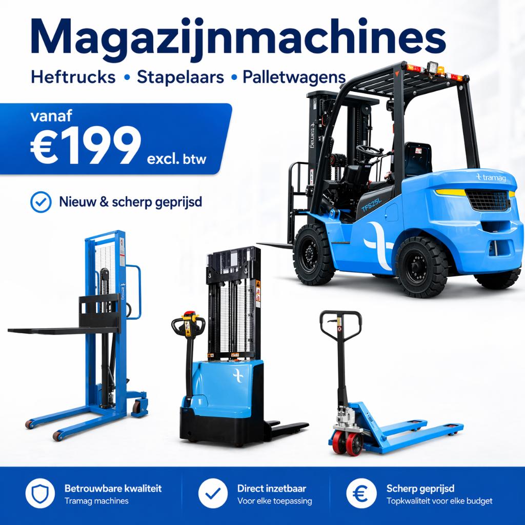 Stapelaar heftruck hoogwerker palletwagen –Beste prijs actie, Tramag, Heftruck, Ophalen of Verzenden, 1000 tot 2000 kg