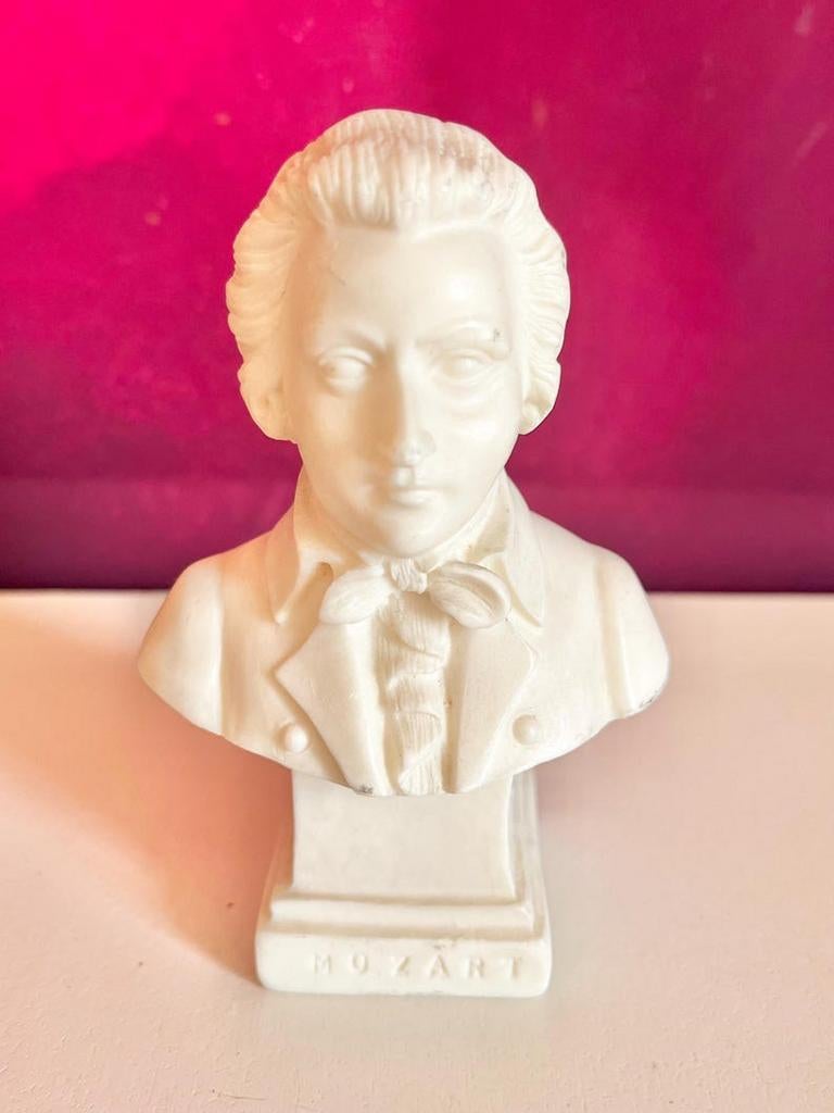 Vintage Borstbeeld Wolfgang Amadeus Mozart - Klassiek Decor, Antiek en Kunst, Kunst | Beelden en Houtsnijwerken, Minder dan 20 cm