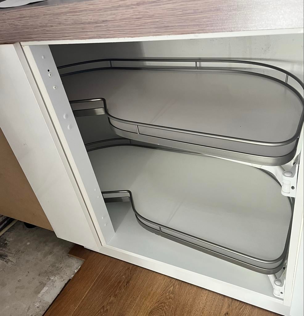 Keuken hoekkast draaiplateau Le Mans, Ophalen, Gebruikt, Wit, 50 tot 100 cm