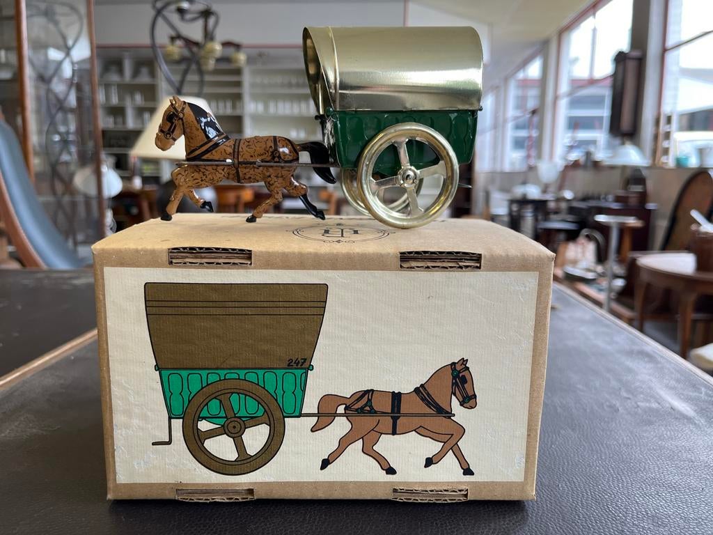 Vintage Blikken Paard en Huifkar - Decoratief Item, Ophalen, Gebruikt