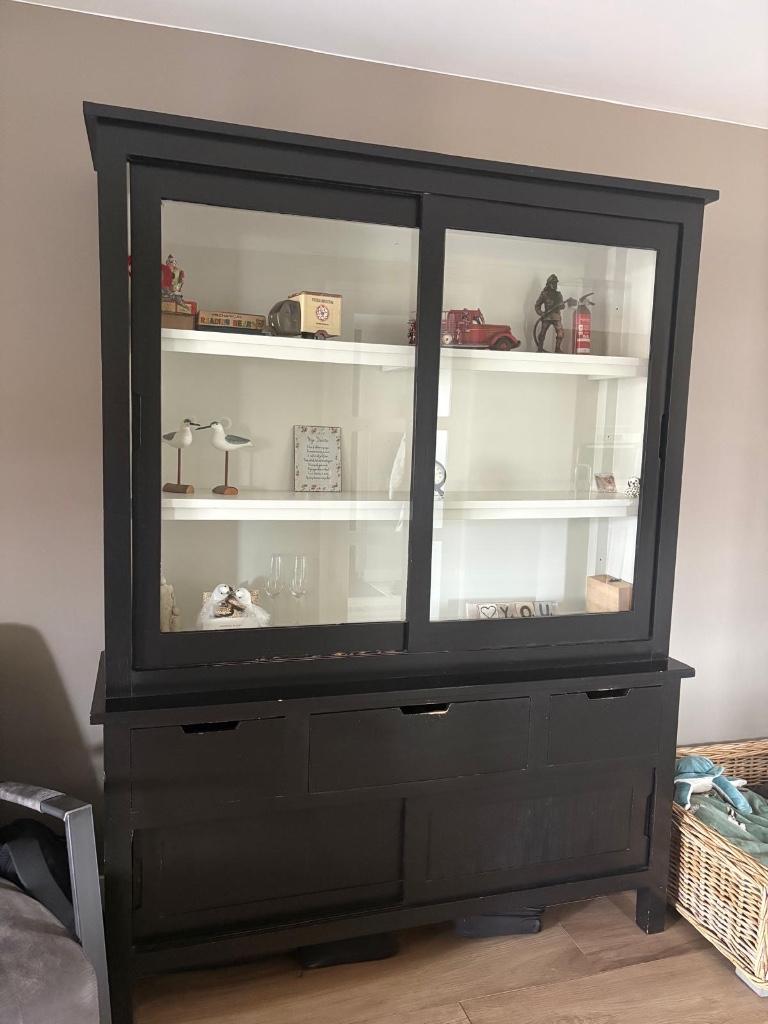 Zwarte Buffetkast, Ophalen, Met plank(en), Gebruikt, 200 cm of meer