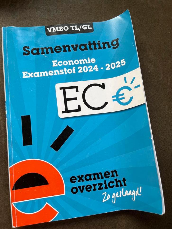 Samenvatting Economie Examenstof VMBO TL/GL 2024-2025, Boeken, Economie, Management en Marketing, Zo goed als nieuw, Economie en Marketing
