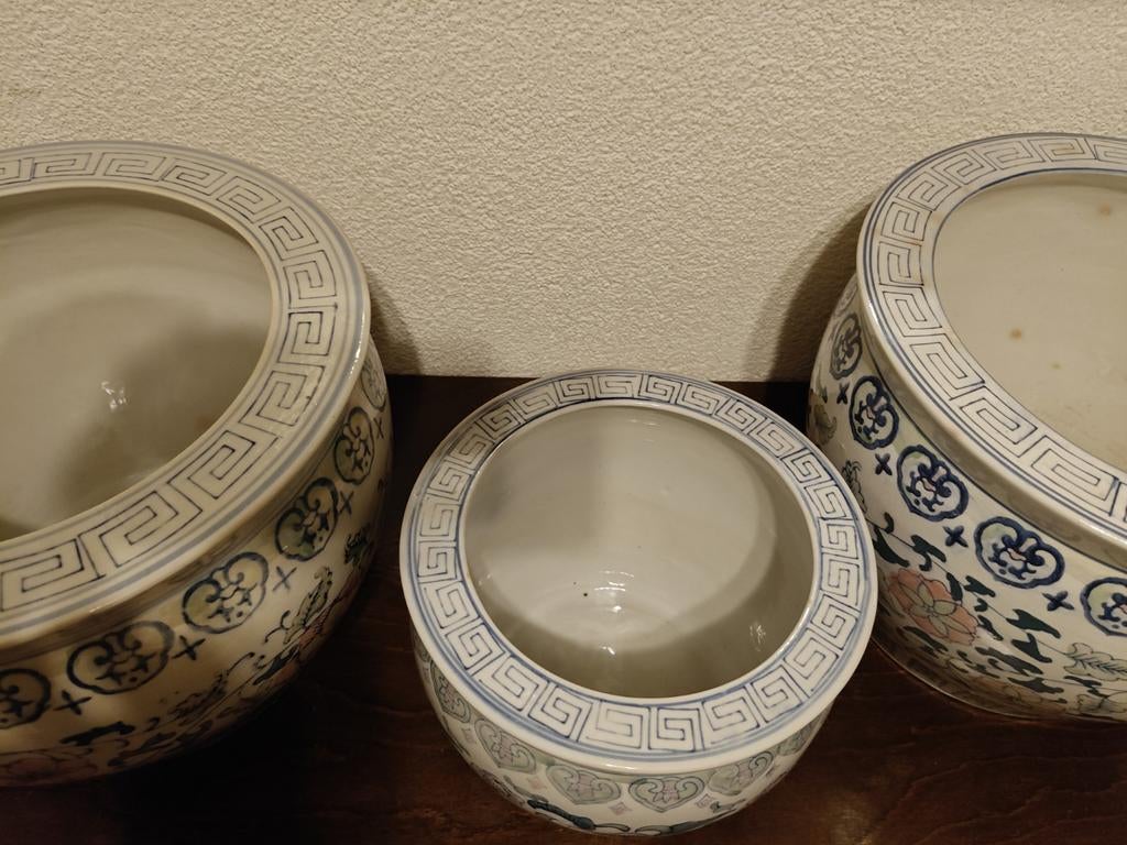 Set van 3 Chinese vissenkommen/plantenbakken, Ophalen