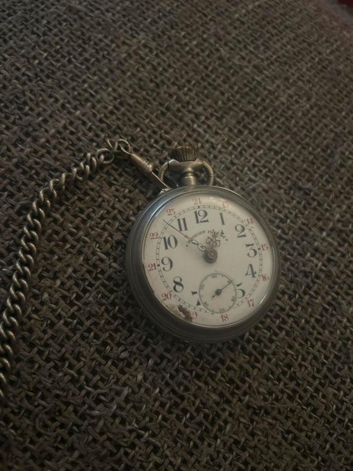 Vintage Roskopf Patent Zakhorloge met Ketting, Sieraden, Tassen en Uiterlijk, Horloges | Antiek, Zakhorloge, Overige merken, Overige materialen