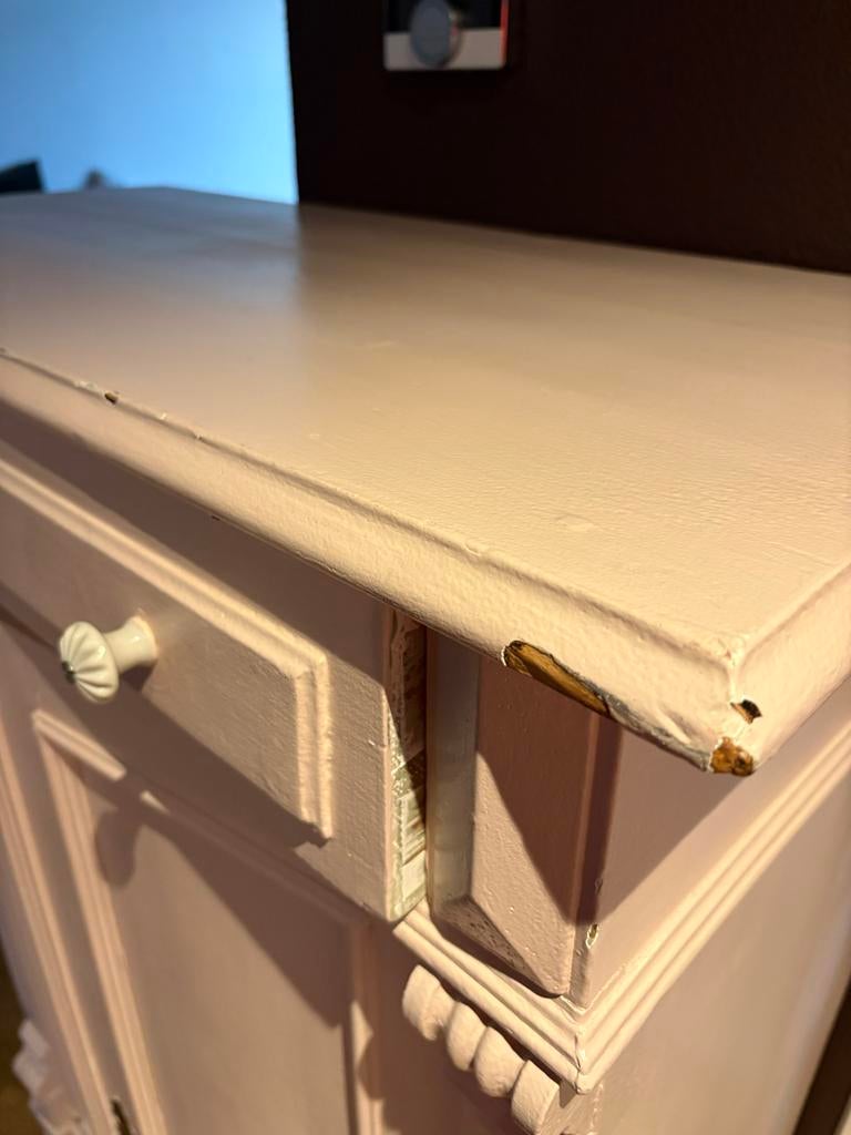 Antieke linnenkast - Roze geverfd - 132x92x45,5 cm, Antiek en Kunst, Ophalen