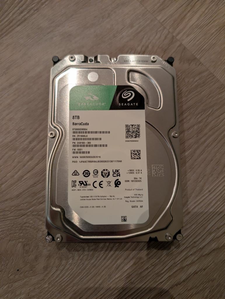 8TB Seagate BarraCuda 8TB, Computers en Software, Harde schijven, Intern, 8TB, Ophalen of Verzenden, Zo goed als nieuw