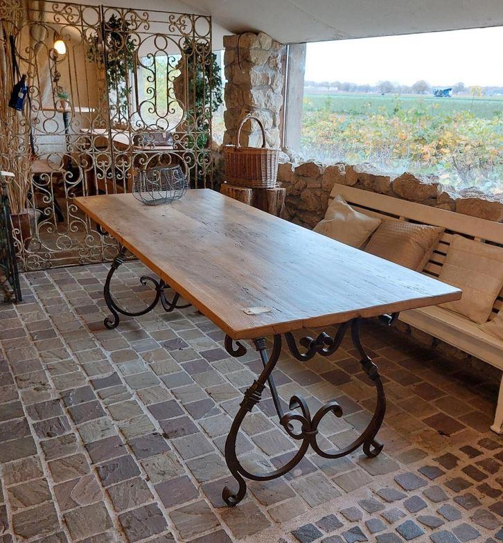 Smeedijzeren tafel voor binnen en buiten, Tuin en Terras, Tuintafels, Nieuw, Rechthoekig, Metaal, Ophalen