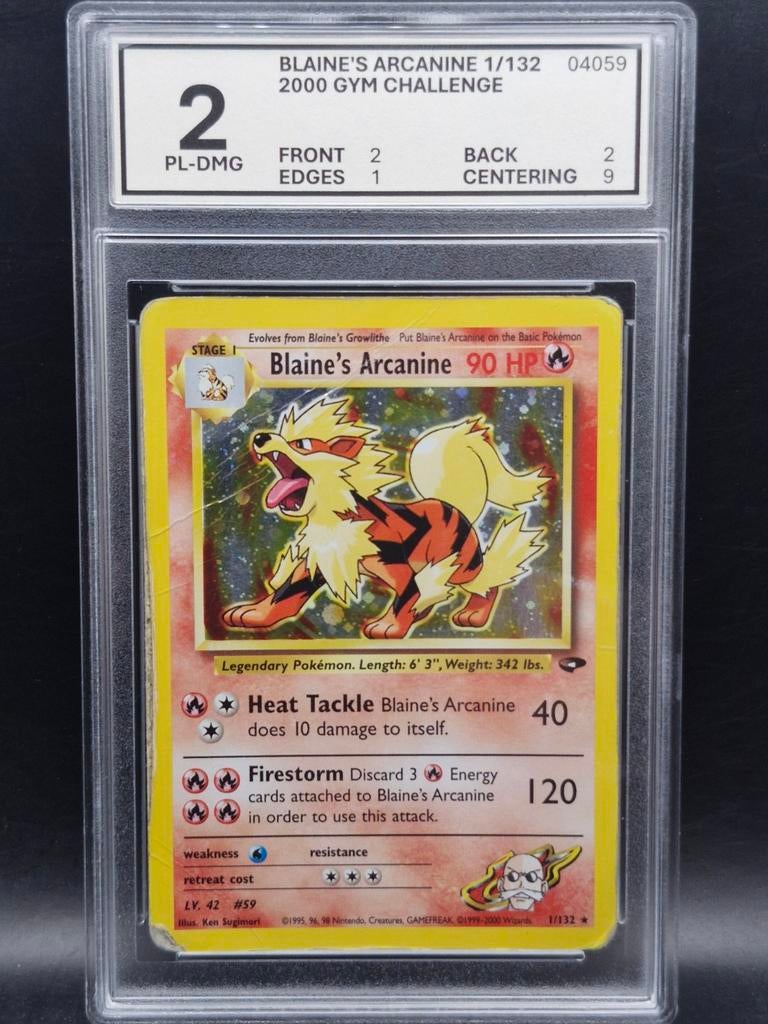 Blaine's arcanine 2000 gym challenge #1 woetoe grading 2, Hobby en Vrije tijd, Verzamelkaartspellen | Pokémon, Verzenden, Gebruikt