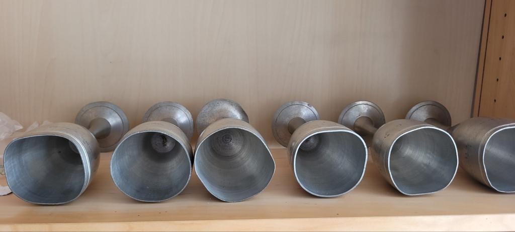 Set van 6 vintage Bangka tinnen bekers, Ophalen of Verzenden