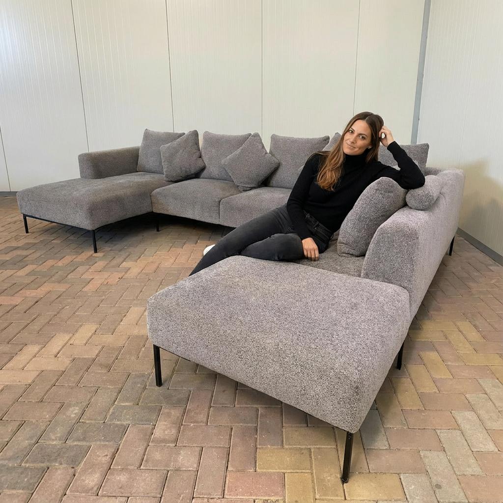 Montel Sava Grijze Stoffen U-Bankstel – Gratis Levering NL, Huis en Inrichting, Banken | Bankstellen, Minder dan 75 cm, Hoekbank