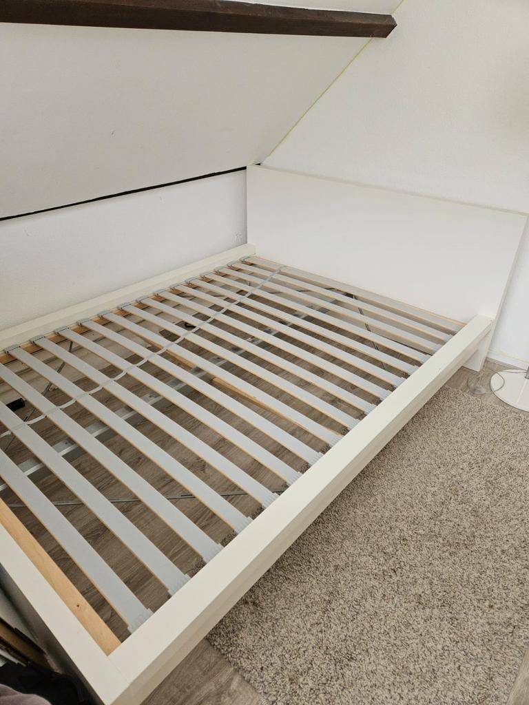 Net IKEA 2-persoons bed (160x200) incl. lattenbodem, Gebruikt, Wit, Tweepersoons, Ophalen of Verzenden