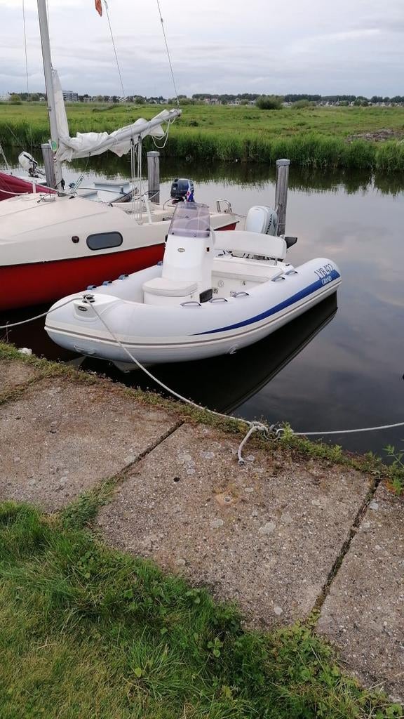 Rubberboot Grand Goldline 380 met trailer, Watersport en Boten, Rubberboten, Gebruikt, Benzine, Minder dan 70 pk, Overige materialen