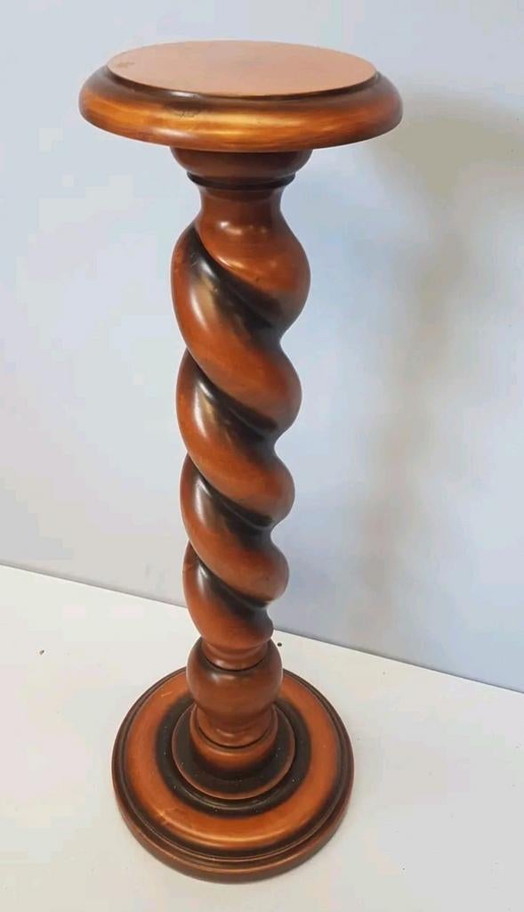 Plantentafel piedestal zuil mahoniehout vaste prijs, Ophalen, Zo goed als nieuw