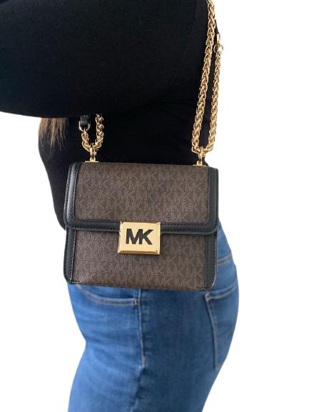 Michael Kors Sonia tas crossbody MK logo bruin zwart nieuw, Ophalen of Verzenden, Zo goed als nieuw, Bruin, Leer