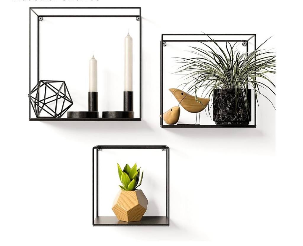 Set van 3 wandrekken in metaal en ijzer, Huis en Inrichting, Woonaccessoires | Wandplanken en Boekenplanken, Ophalen of Verzenden