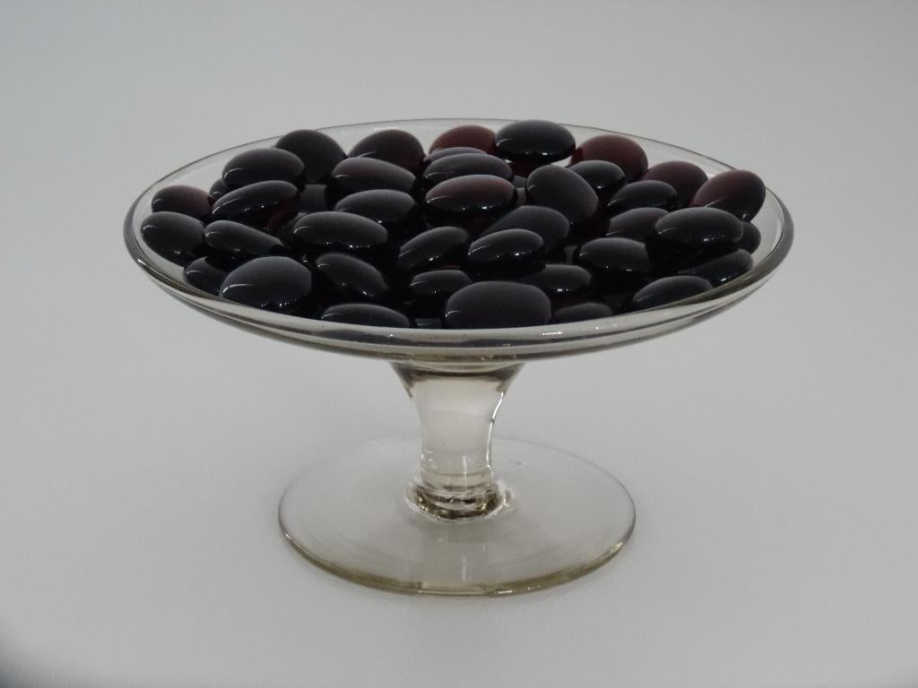 Champagnekleurig schaaltje van glas op voet en pebbles, Ophalen of Verzenden
