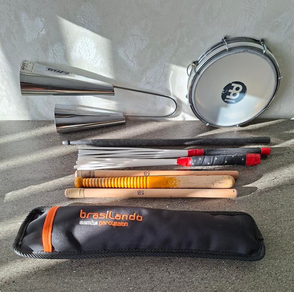 Samba Percussie Set: Brasilando Tamboerin  & Gope Koebel, Muziek en Instrumenten, Ophalen, Gebruikt