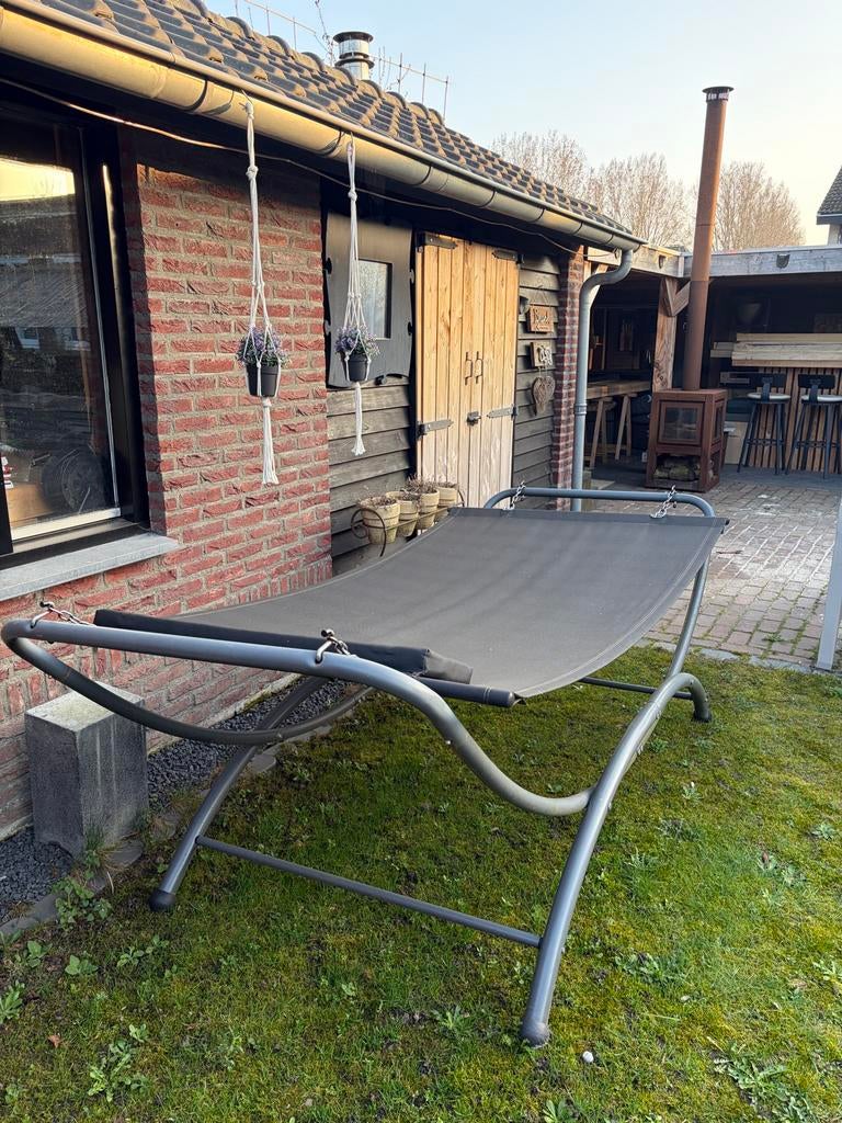 Comfortabele hangmat met standaard - 250x120x80cm, Tuin en Terras, Hangmatten, Ophalen, Binnen, Gebruikt, Met standaard