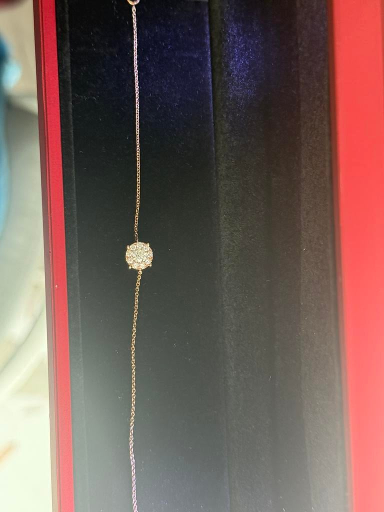 18k rosegouden armband met diamanten bedel, Nieuw, Ophalen of Verzenden, Met edelsteen, Goud