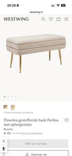 Westwing Bankje met Opbergruimte - Fluweel Lichtbeige, Ophalen, Gebruikt, 50 tot 75 cm, 100 tot 125 cm