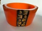 Oranje resin brede armband, Verzenden, Gebruikt, Oranje, Kunststof of Plastic