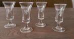 Set van 4 Jägermeister borrelglaasjes op voet, Glas of Glazen, Nieuw, Ophalen of Verzenden, Glas