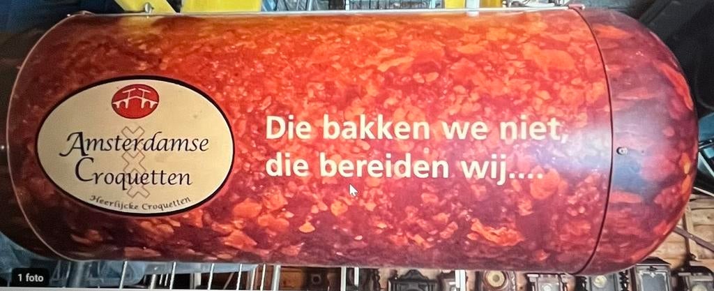 Lichtbak Amsterdamse Croquetten - Vintage Reclame, Verzamelen, Merken en Reclamevoorwerpen, Ophalen of Verzenden, Gebruikt, Lichtbak of (neon) lamp