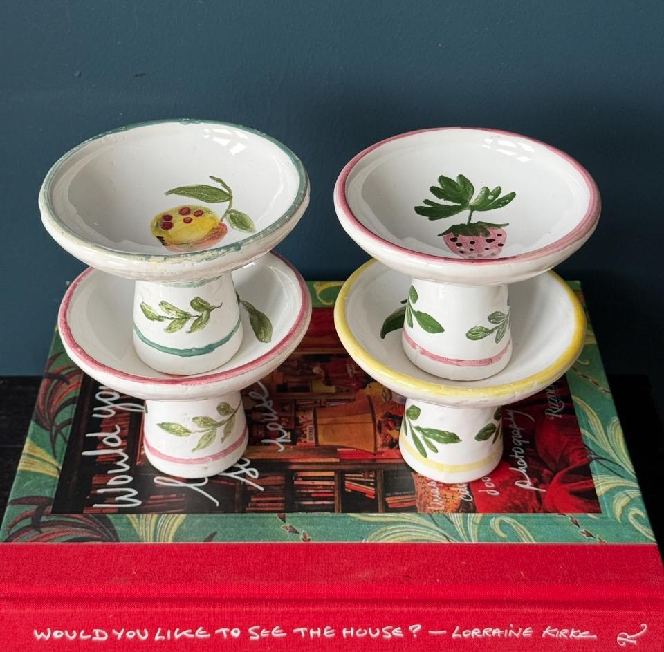 Set van 4 vintage coupes keramiek fruit, Ophalen of Verzenden, Zo goed als nieuw, Keramiek, Overige stijlen