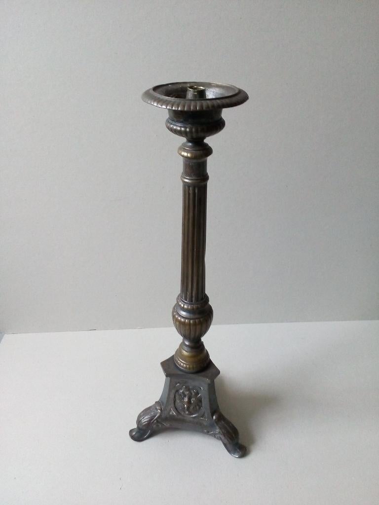 Franse kerkkandelaar. Antiek. Koper/brons?, Ophalen of Verzenden