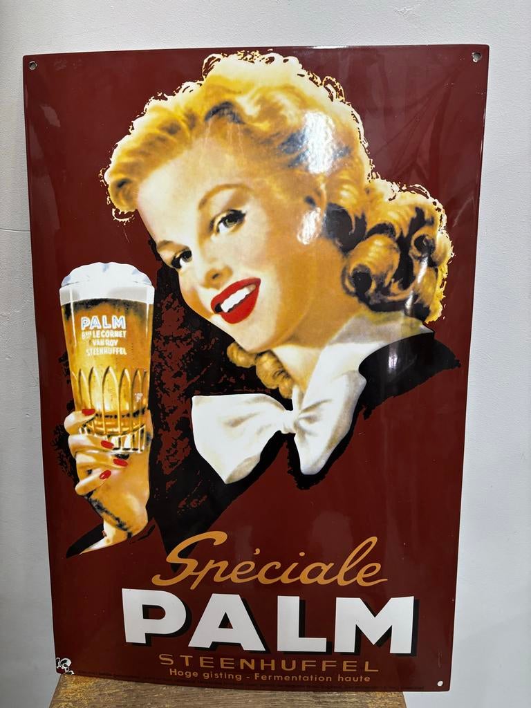 Vintage Emaille Reclamebord Palm Bier - Steenhhuffel, Ophalen of Verzenden