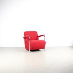 2x Leolux Scylla Fauteuil Laag Rood Stof – Chroom