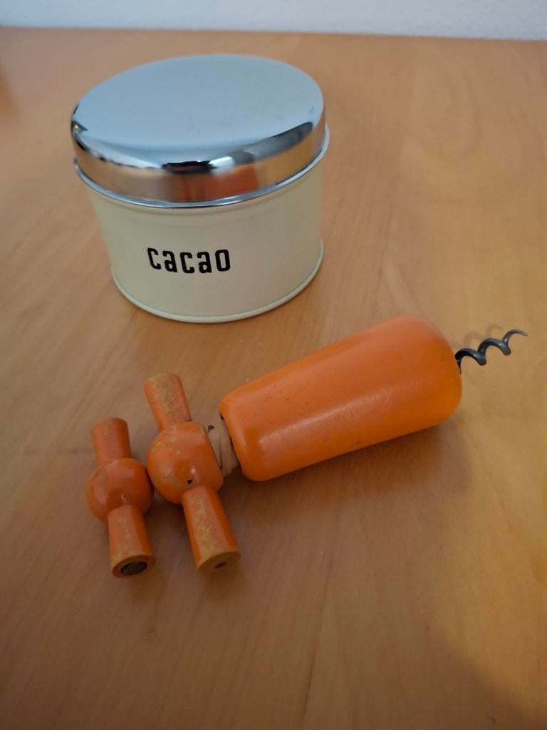 Brabantia busje cacao + kurkentrekker vintage, Ophalen of Verzenden, Huis en Inrichting