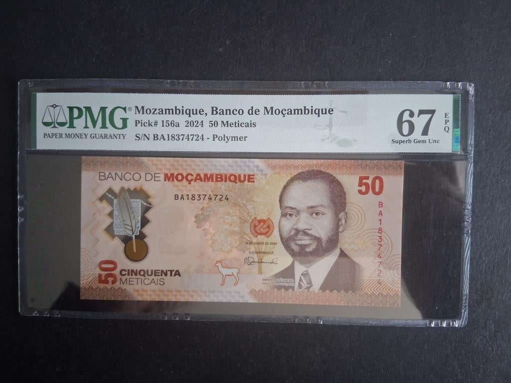 50 meticais Mozambique 2024 PMG67, Ophalen of Verzenden, Overige landen, Los biljet