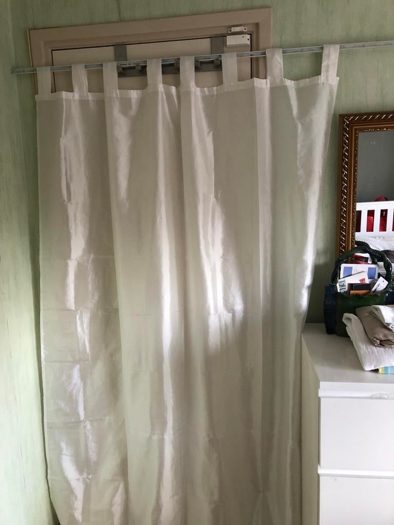 Witte gordijnen met lussen, Gebruikt, 100 tot 150 cm, 200 cm of meer, Wit