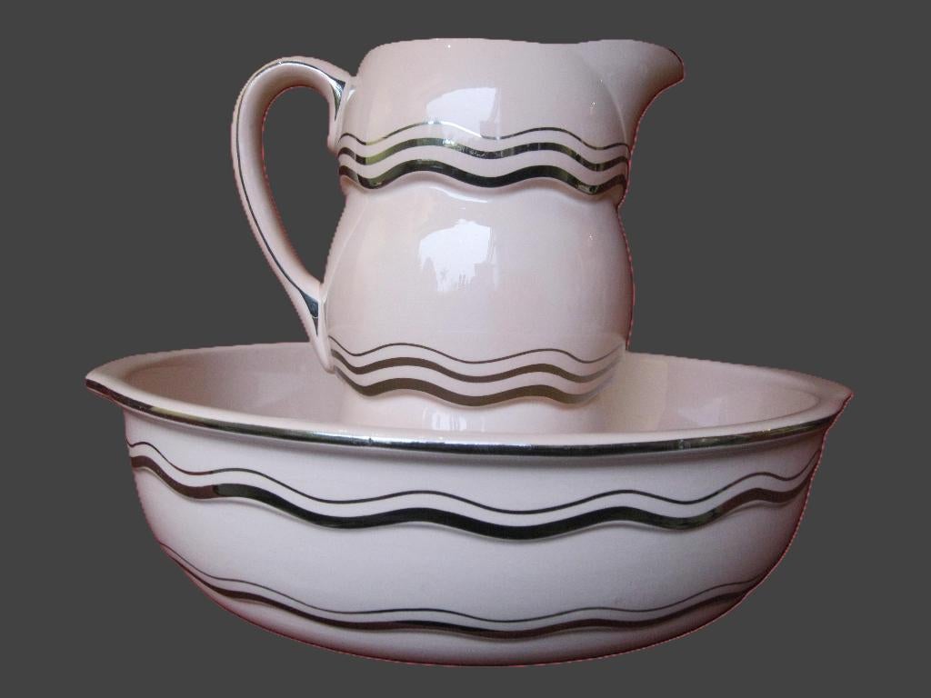 Compleet Art Deco lampetset Keramis Boch 1920-1940., Ophalen