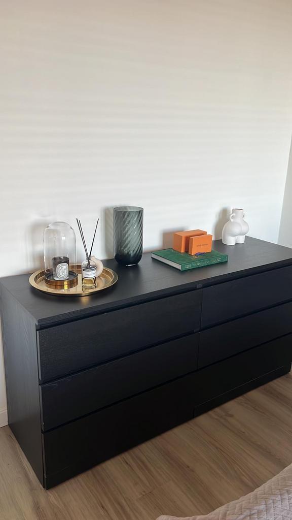 IKEA Malm ladekast zwart - 6 lades, Gebruikt, 100 tot 150 cm, 5 laden of meer, Ophalen of Verzenden