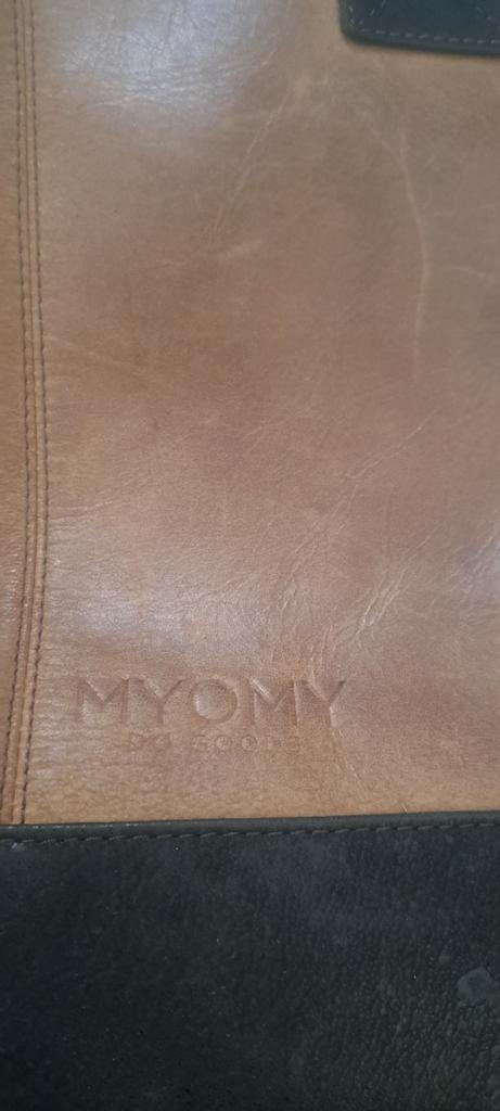 Bruine leren Myomy tas, Ophalen of Verzenden, Gebruikt, Bruin, Handtas