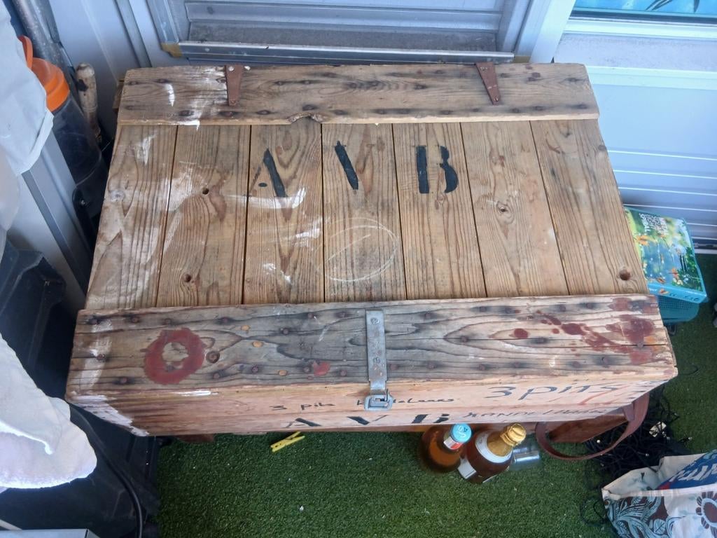 Houten kist met deksel, 47x70x28cm, Ophalen