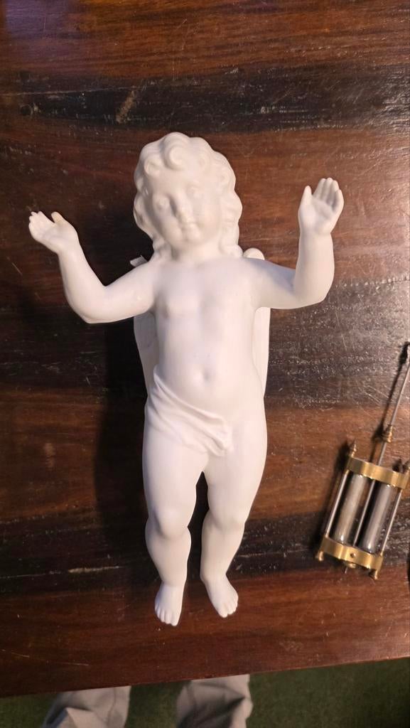 Antieke Witte Bisquit Engel voor aan de Muur, Ophalen of Verzenden