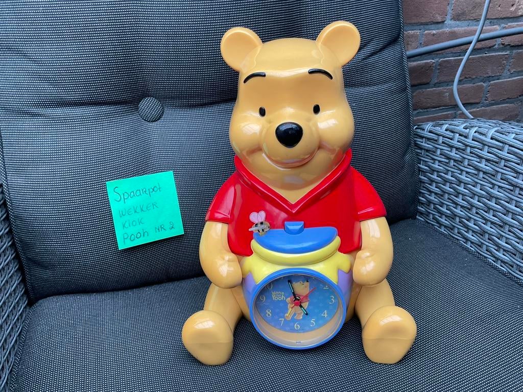Nieuwe zgan Disney Winnie the Pooh klok wekker en spaarpot, Ophalen, Winnie de Poeh of vrienden, Nieuw, Beeldje of Figuurtje